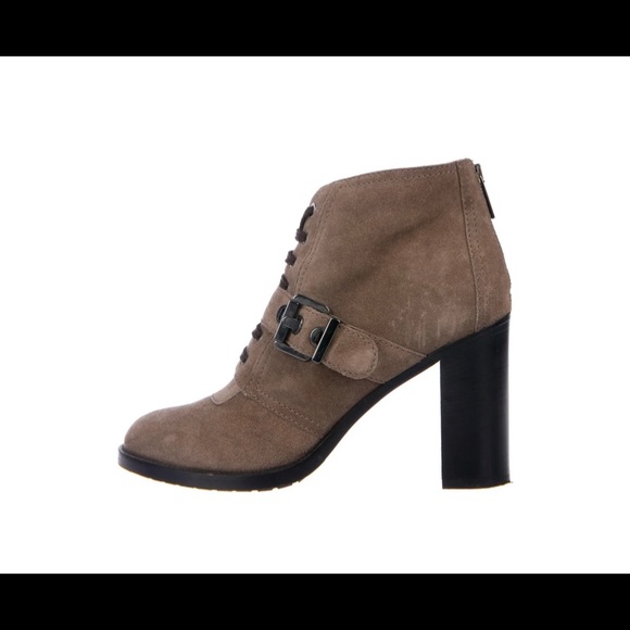 AQUATALIA Taupe Suede, Shearling-Lined Lace-Up Heeled Boots - 9.5 - Picture 3 of 5